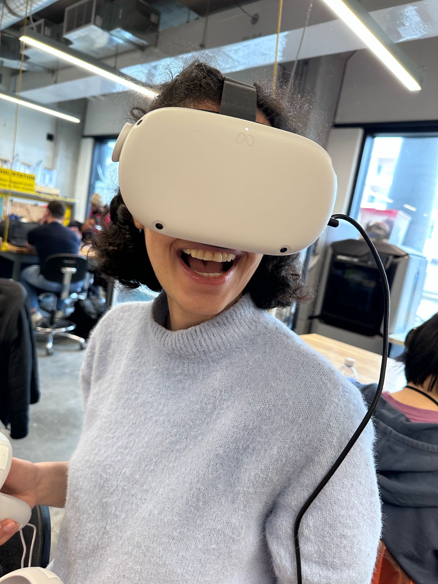 Niloofar wearing VR headset